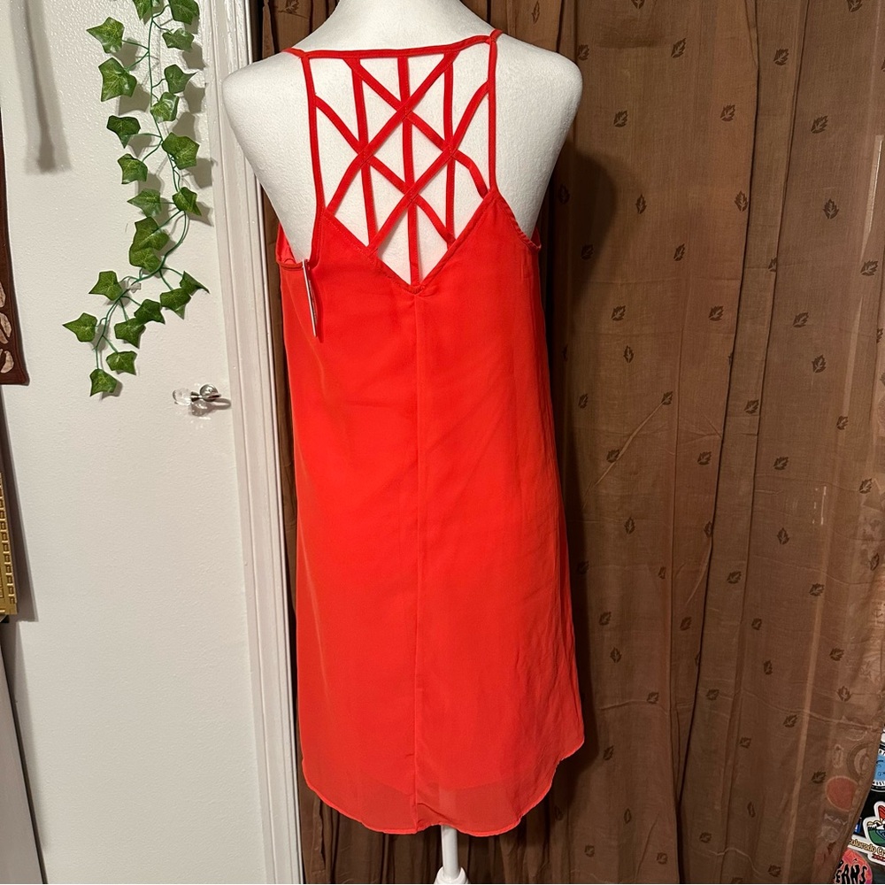 NWT Charming Charlie dark coral strappy back detail dress size S